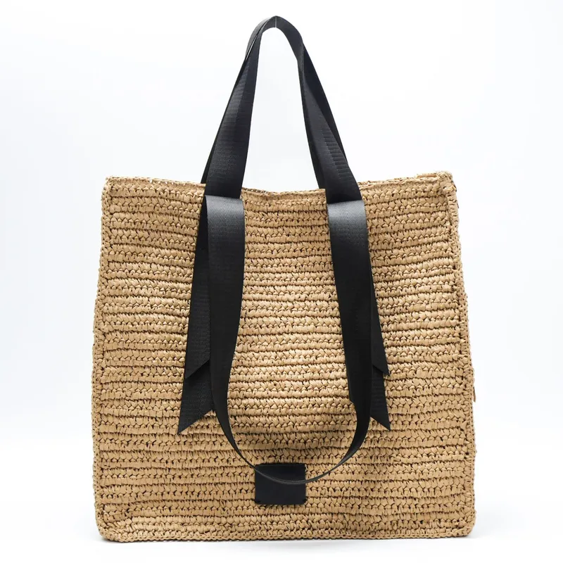 Women'S Vacation Accessories - Retro hand-woven straw shoulder bag large
