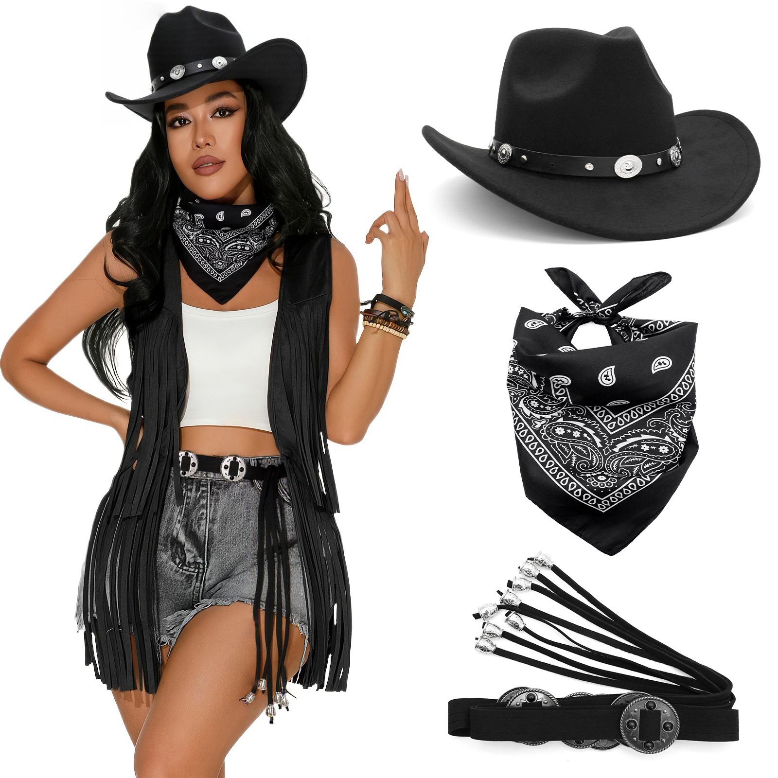 Women'S Vacation Accessories - Women Western Cowboy Costume Set Vest