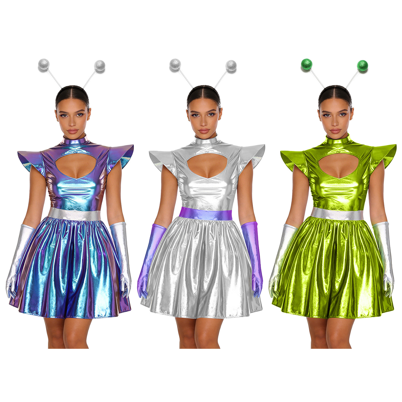 Women'S Vacation Accessories - Women Shiny Alien Outerspace Cosplay Costume