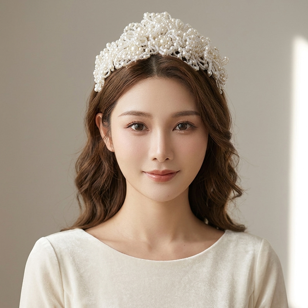 Women Accessories Jewelry - Pearl Crown Headpiece For Wedding Bridal