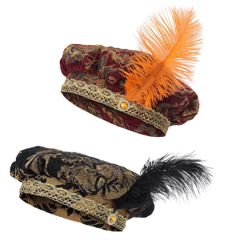 Women'S Victorian Era Accessories - Medieval Tudor Hat With Feather Men