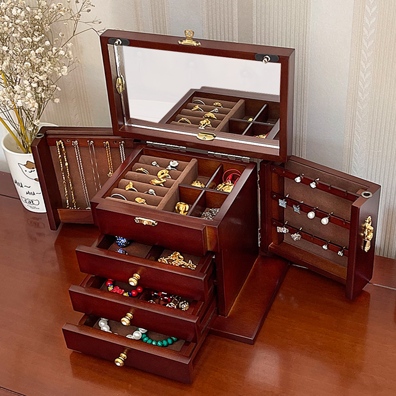 Wood Jewelry Box Velvet Drawer – Women Accessories Drawer recenzja i cena