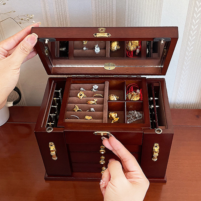 Wood Jewelry Box Velvet Drawer – Women Accessories Drawer recenzja i cena