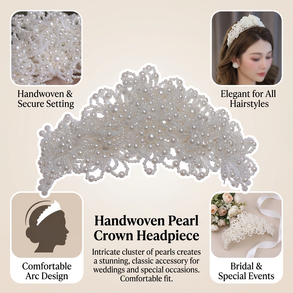 Pearl Crown Headpiece For Wedd – Women Accessories Jewelry recenzja i cena