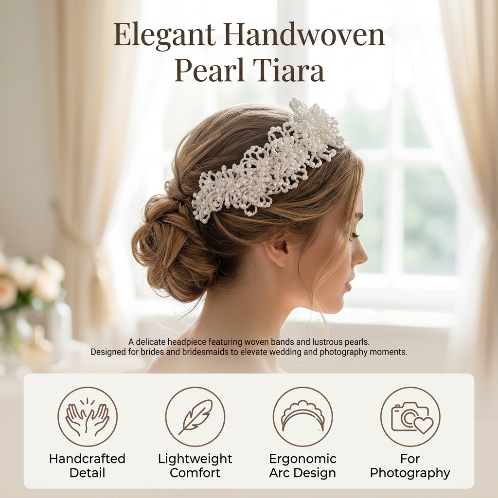 Pearl Crown Headpiece For Wedd – Women Accessories Jewelry recenzja i cena