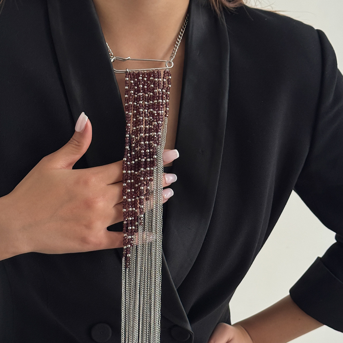 Silver Color Tassel Chain Broo – Women Accessories Jewelry recenzja i cena