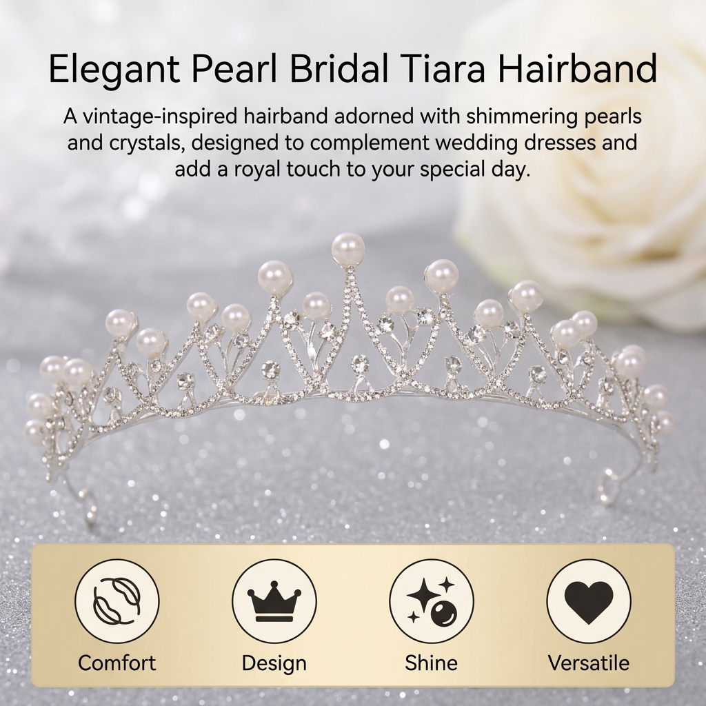 Bridal Crown Headpiece Pearl L – Women'S Vintage Accessories recenzja i cena