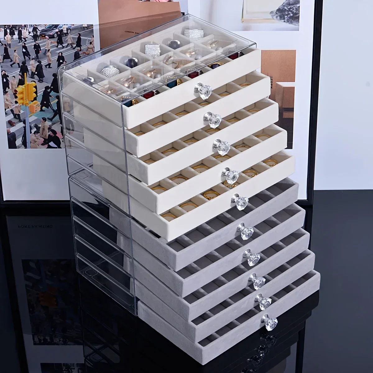 New 7 Layers Gray Jewelry Stor – Women Accessories Drawer recenzja i cena