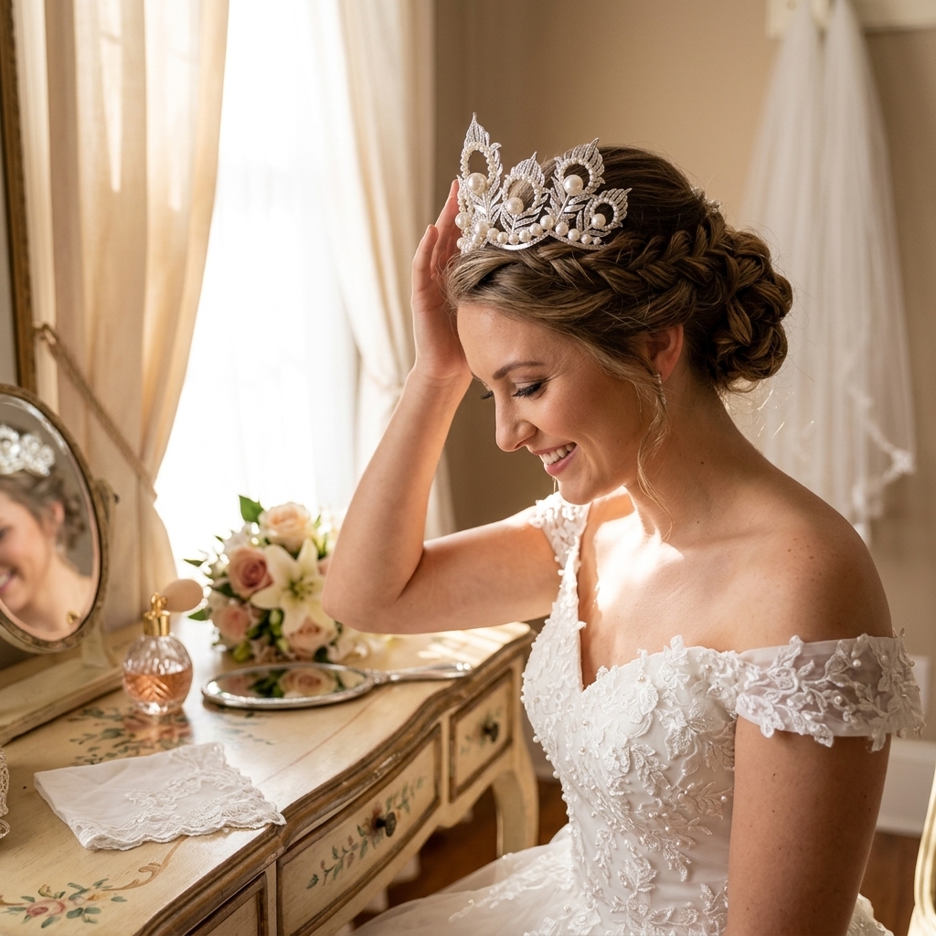 Pearl Crown Headpiece With Pea – Women'S Vintage Accessories recenzja i cena