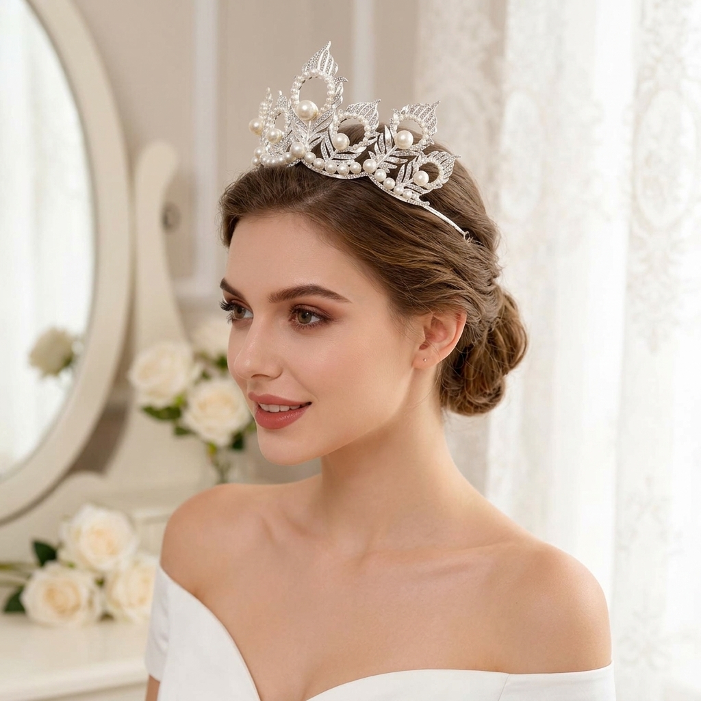 Pearl Crown Headpiece With Pea – Women'S Vintage Accessories recenzja i cena