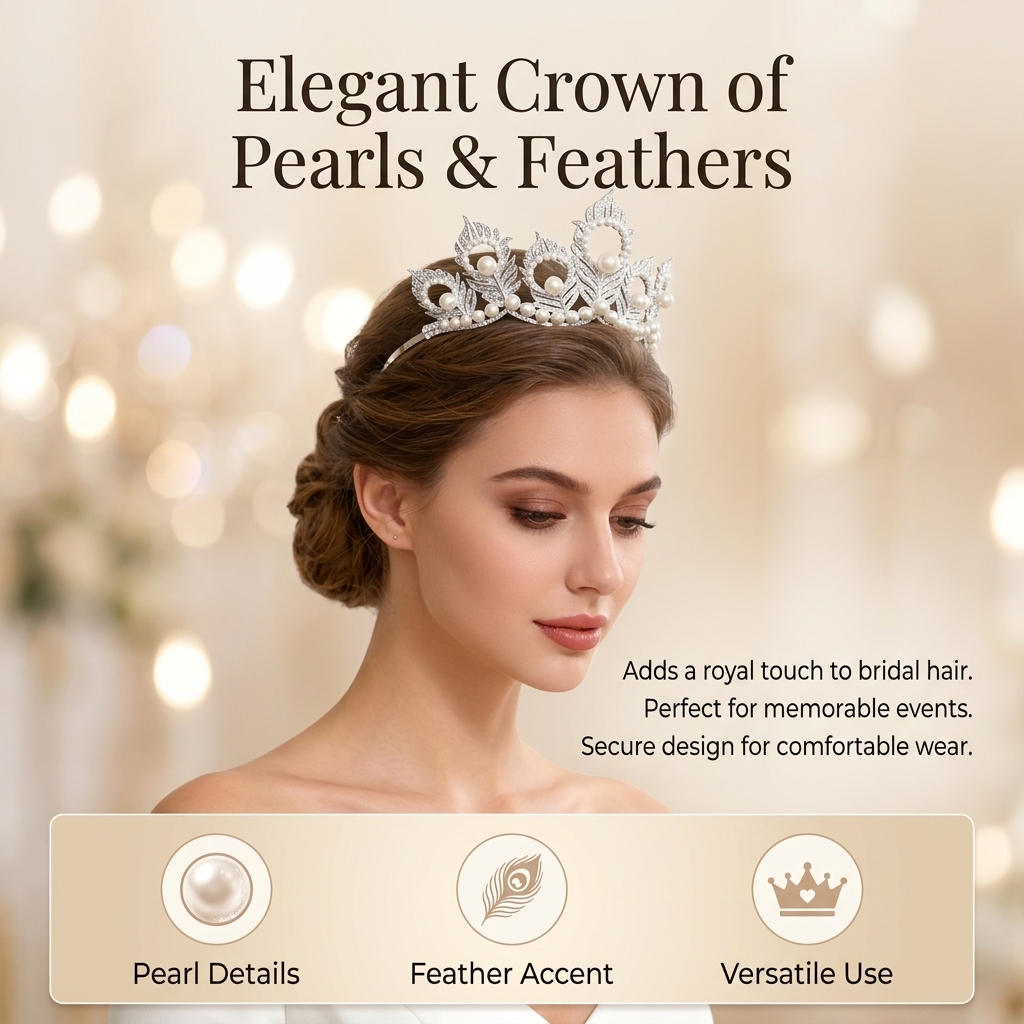 Pearl Crown Headpiece With Pea – Women'S Vintage Accessories recenzja i cena